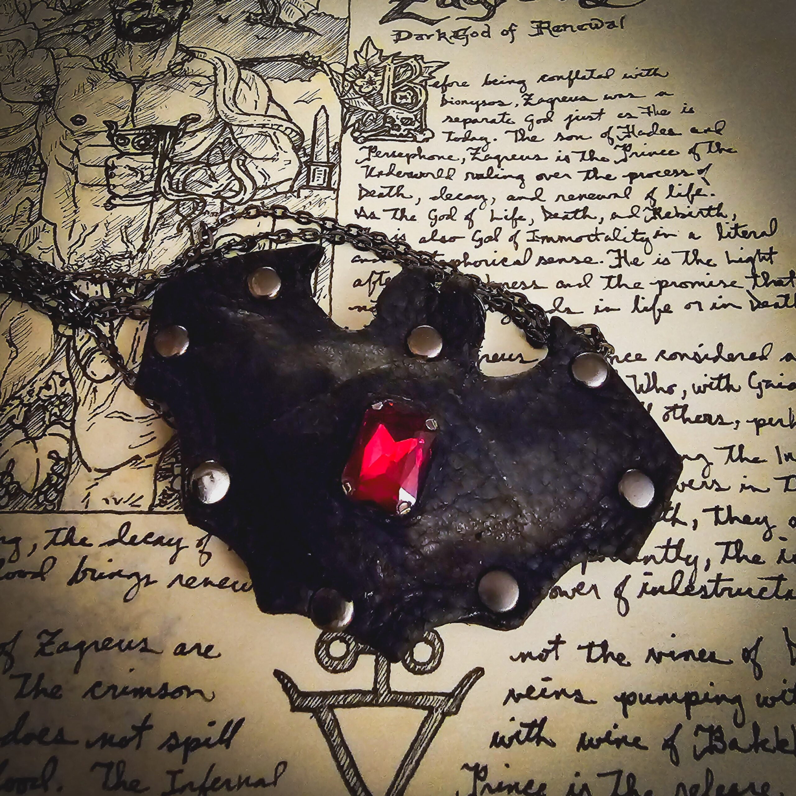 Zagreus: Vampire God Leather Bat Amulet