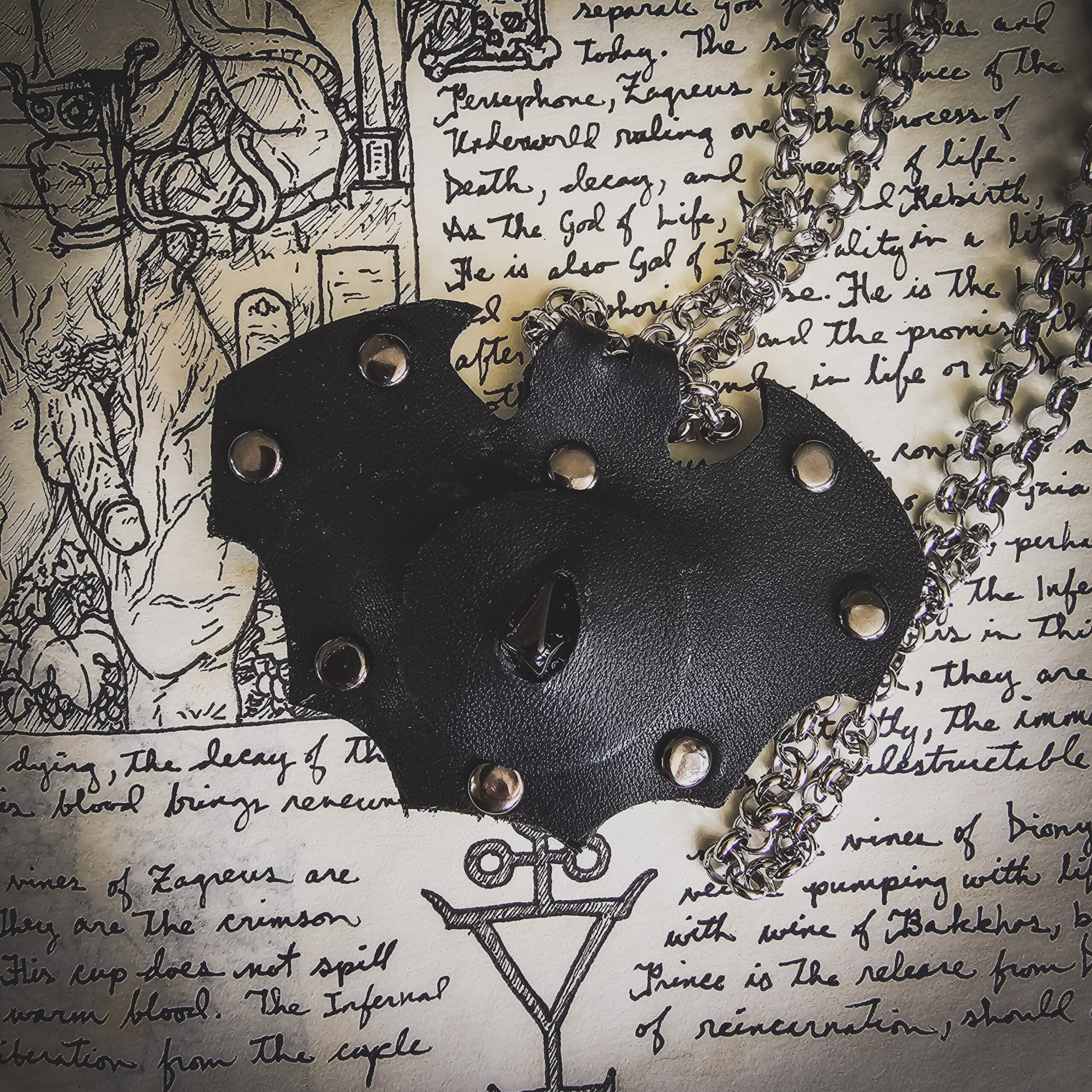 Zagreus: Vampire God Leather Bat Amulet