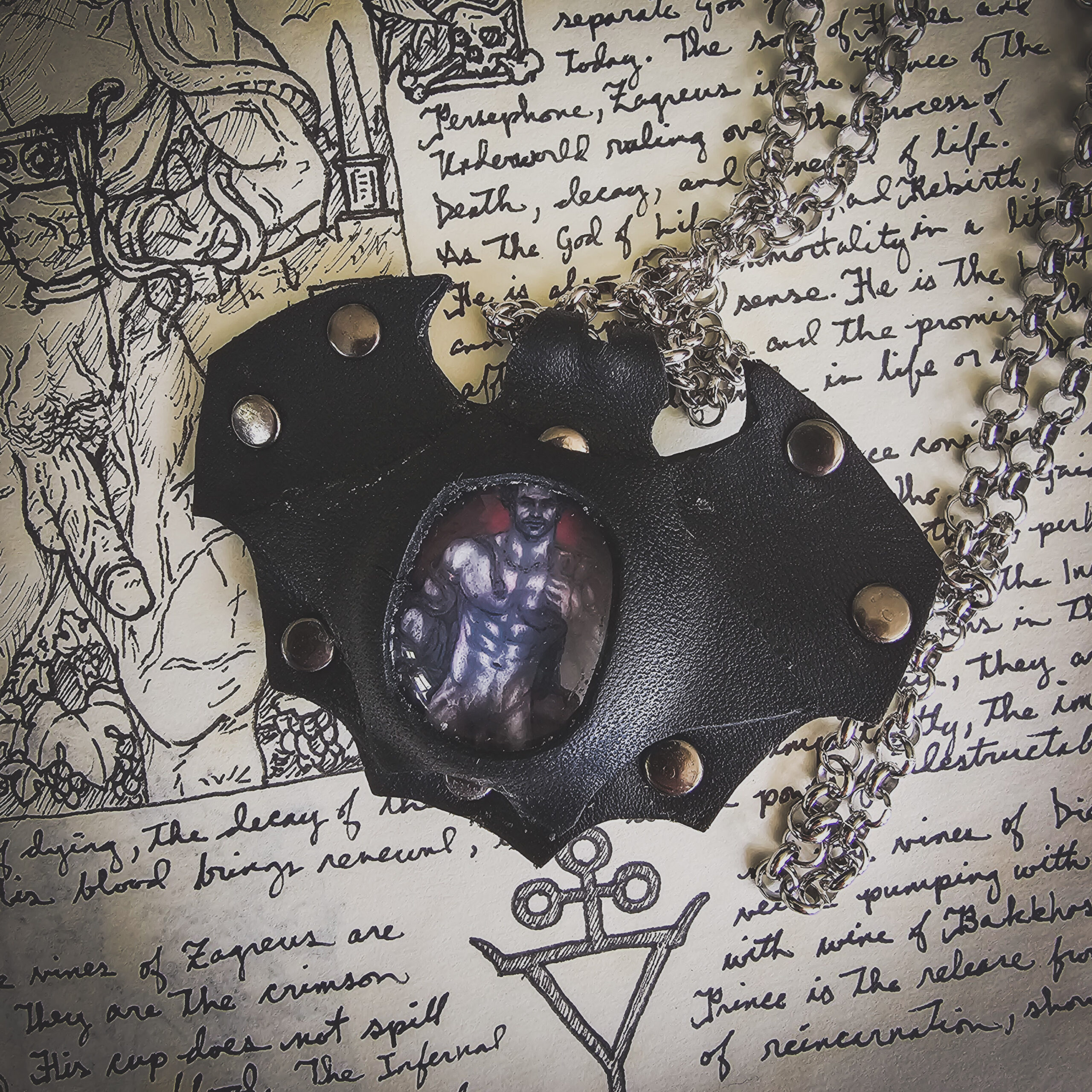 Zagreus: Vampire God Leather Bat Amulet - Image 2